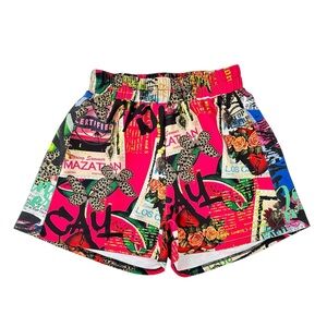 Josefina Mexico "Mazatlan" Fuchsia Green Colorful Vibrant Travel Print Shorts